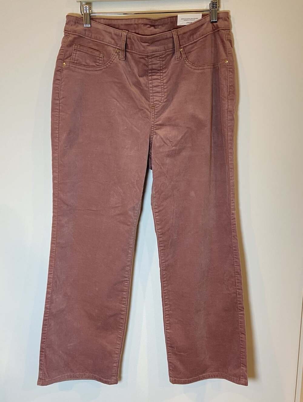 NWT Chico's Pants Velveteen Kick Flare Crop Pull On Dusty Rose Pink 2 12 New